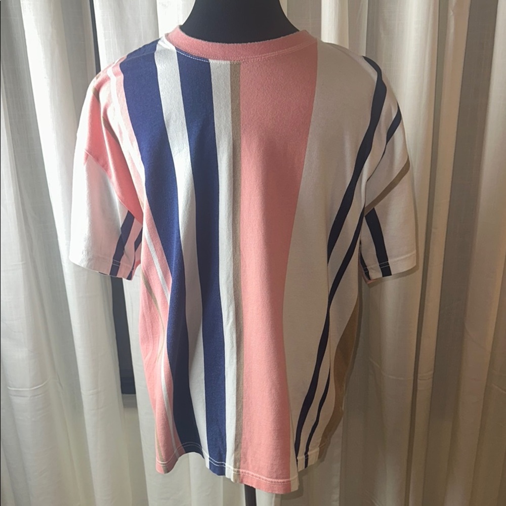 Urban Outfitters Vertical Striped Pink and Blue T-Shirt